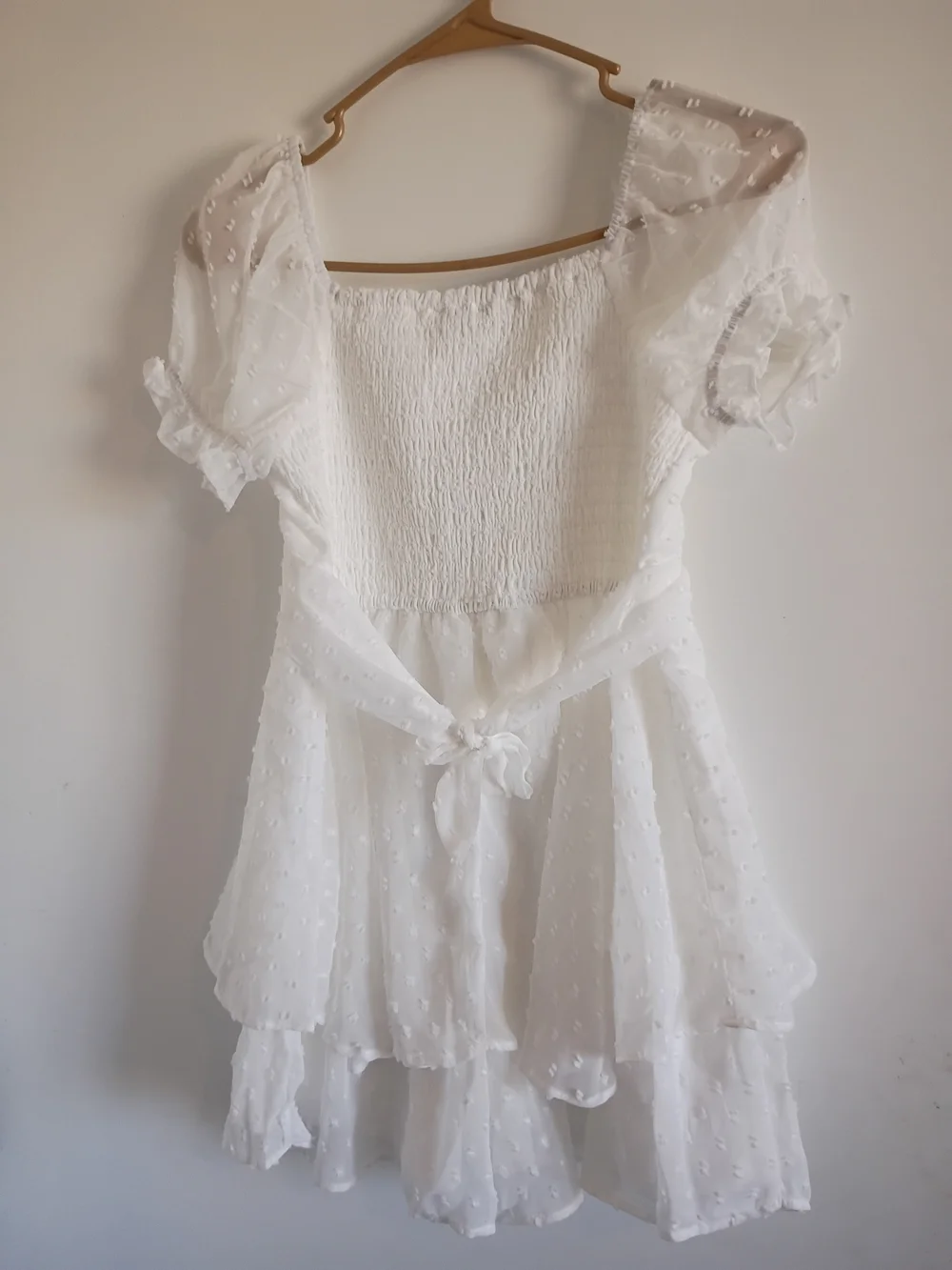 Sincerly Jules White Swiss Dot Puff Sleeve Dress - Girls